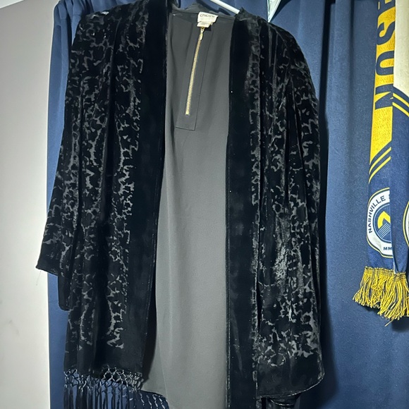 Chico's Black Velvet Jacket with Gold Zipper - Picture 1 of 2
